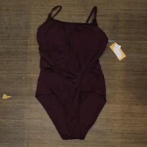 Kona Sol Women's Draped Front Medium Coverage One Piece Swimsuit Burgundy M