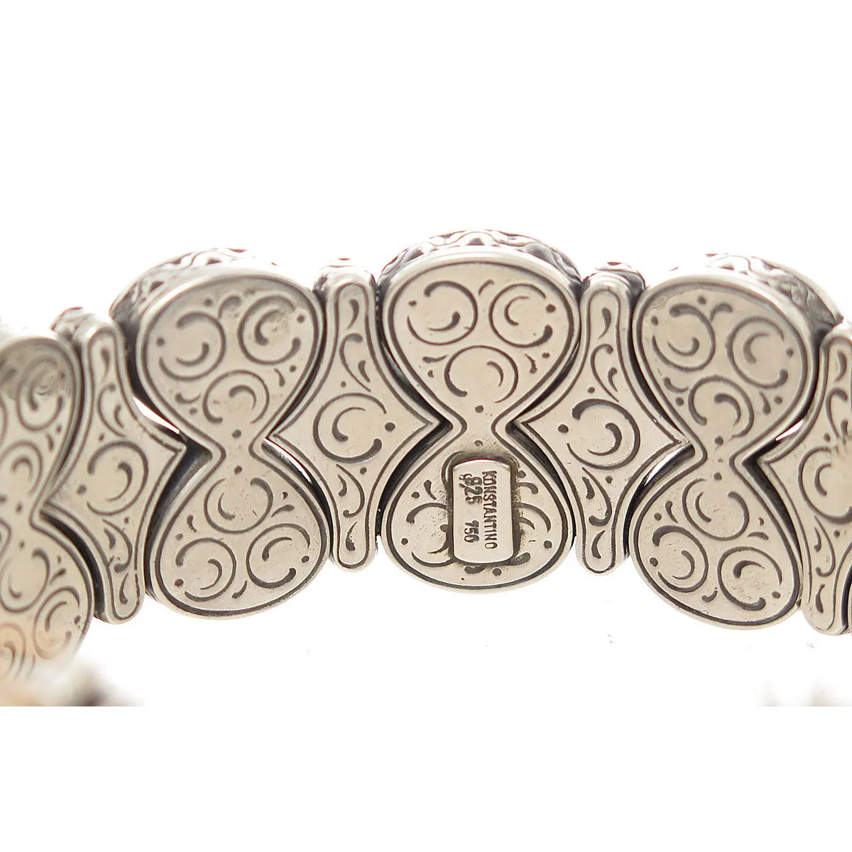 Konstantino Silver & 18kt Gold Mother of Pearl & Garnet Bracelet