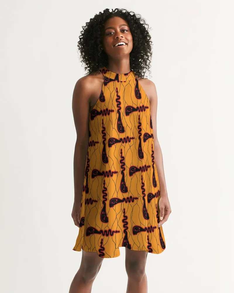 Koze African Print Halter Dress