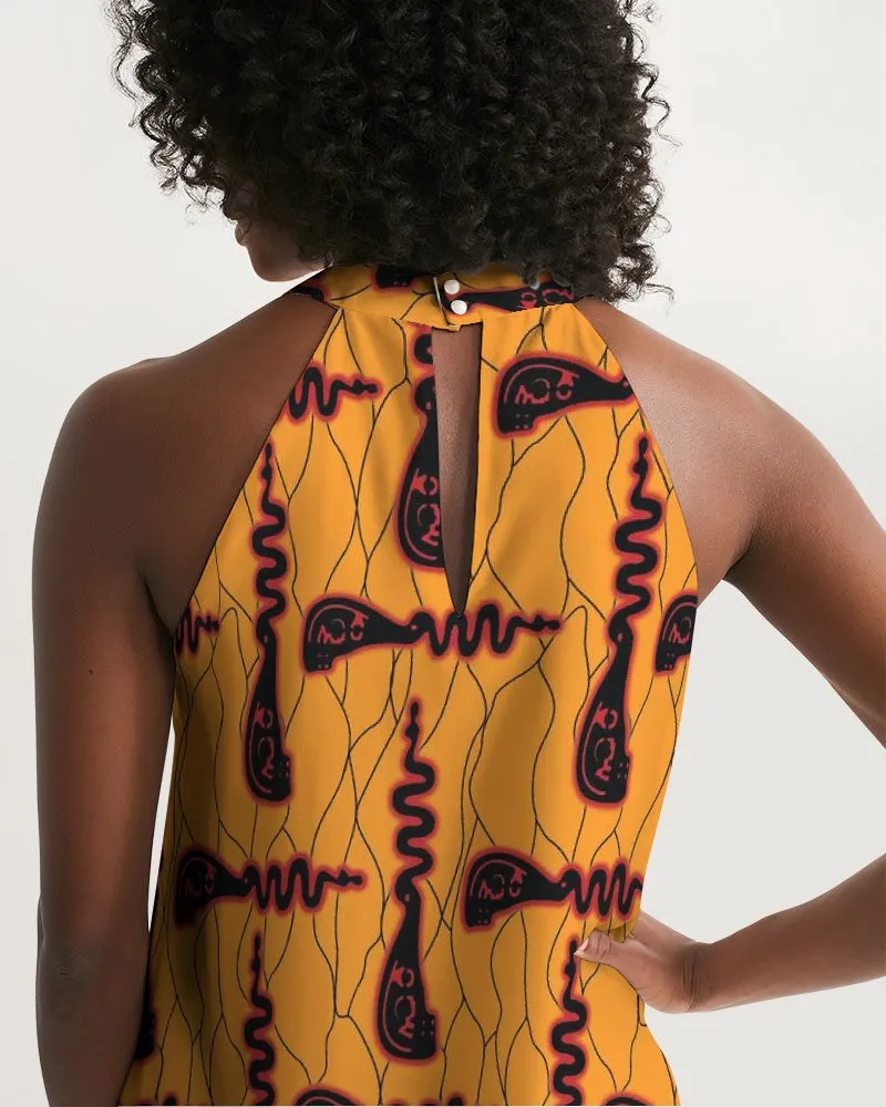 Koze African Print Halter Dress