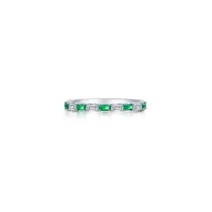 Lafonn Simulated Diamond & Emerald Baguette Half-Eternity Band R0537CEP05