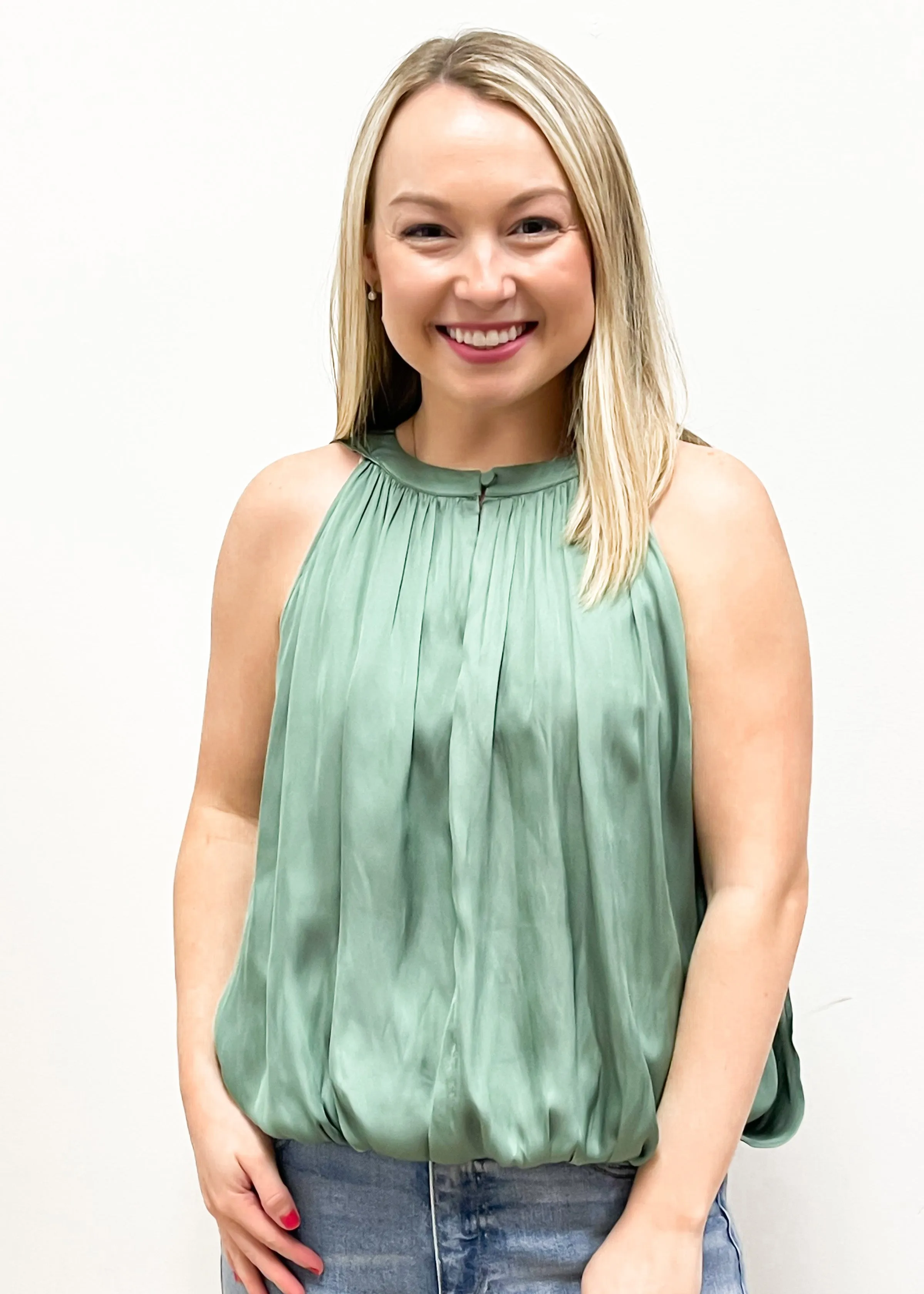 LBLOX Bubble Blouse - Dusty Green