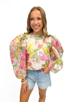 LBLOX Floral Poof Sleeves Top
