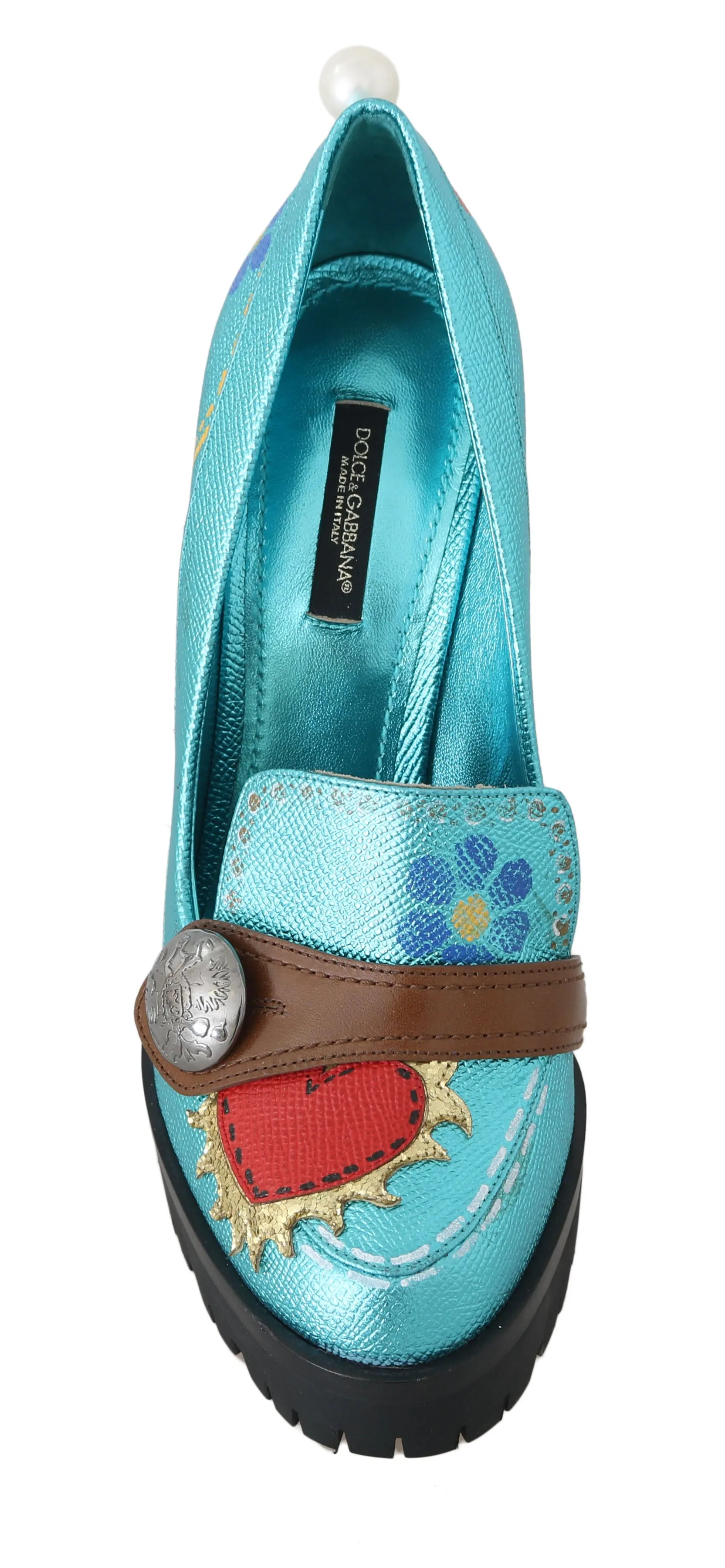 Leather Handpainted Heart Pumps