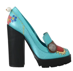 Leather Handpainted Heart Pumps