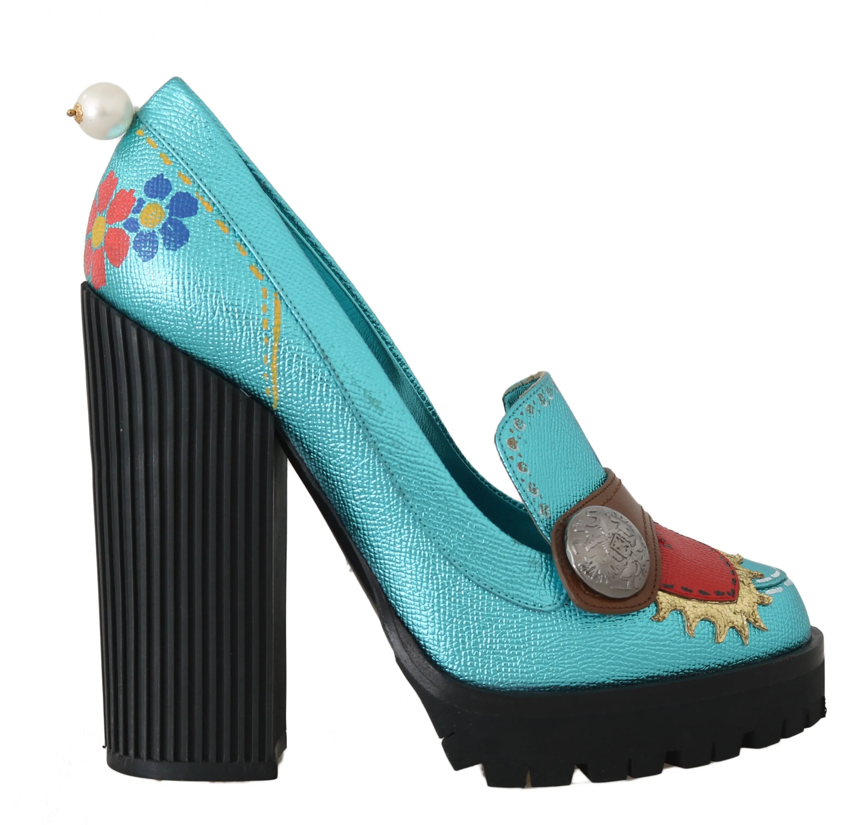 Leather Handpainted Heart Pumps
