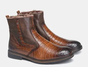 Leather Men Winter Boots Size 40-45 Handmade Warm Men Winter Shoes