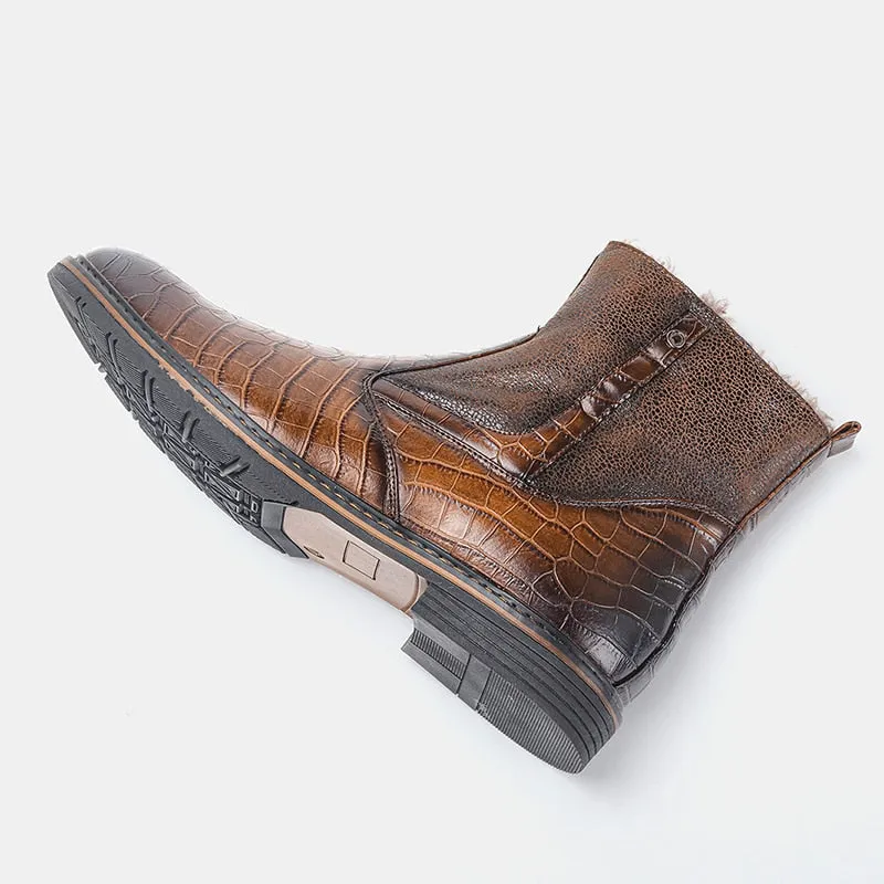 Leather Men Winter Boots Size 40-45 Handmade Warm Men Winter Shoes