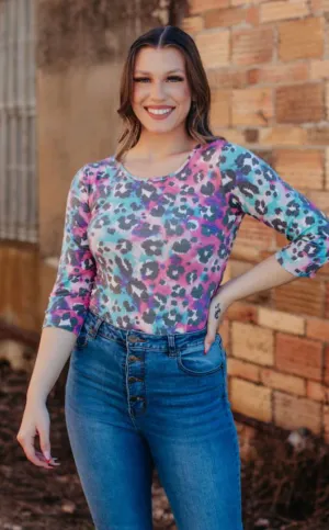 LEOPARD TIE DYE T-SHIRT BODY SUIT