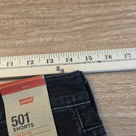 Levis Women's Denim 501 Short High Rise Fitted Raw Hem Black Size 28