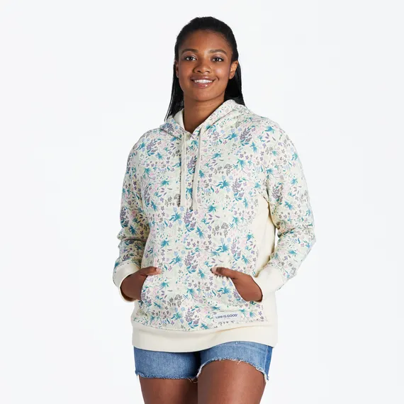 Life is Good Women's Botanical Butterfly Pattern Simply True Fleece Hoodie