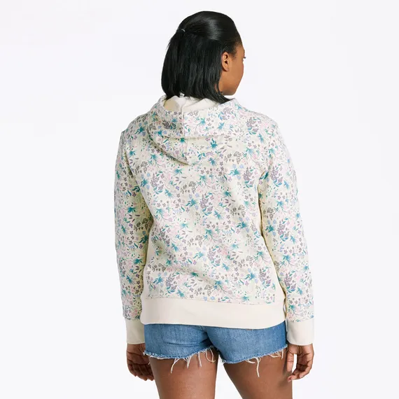 Life is Good Women's Botanical Butterfly Pattern Simply True Fleece Hoodie