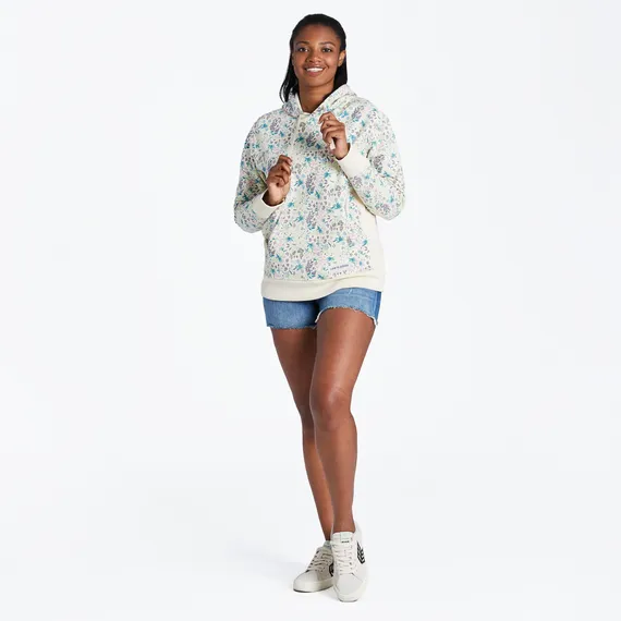 Life is Good Women's Botanical Butterfly Pattern Simply True Fleece Hoodie