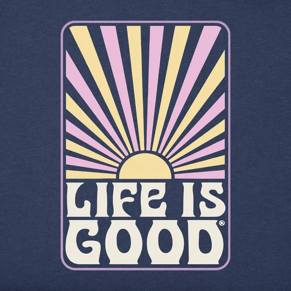 Life is Good Women's Retro Sunburst Simply True Fleece Zip Hoodie