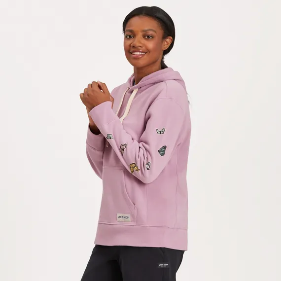 Life is Good Women's Vertical Butterflies Simply True Fleece Hoodie