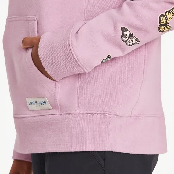 Life is Good Women's Vertical Butterflies Simply True Fleece Hoodie