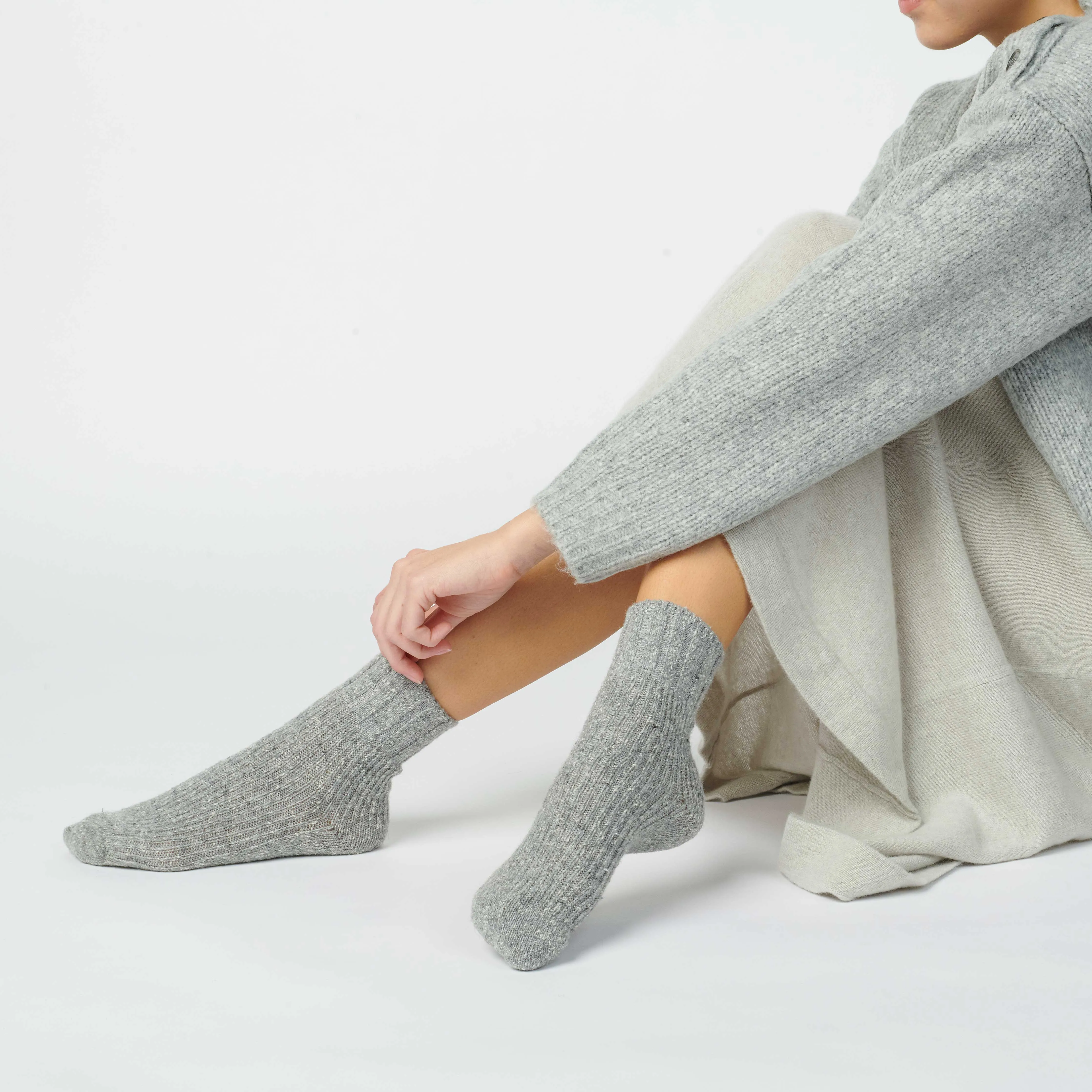 Light Grey Wool Jumper Socks | Small (Women's 4 - 10)
