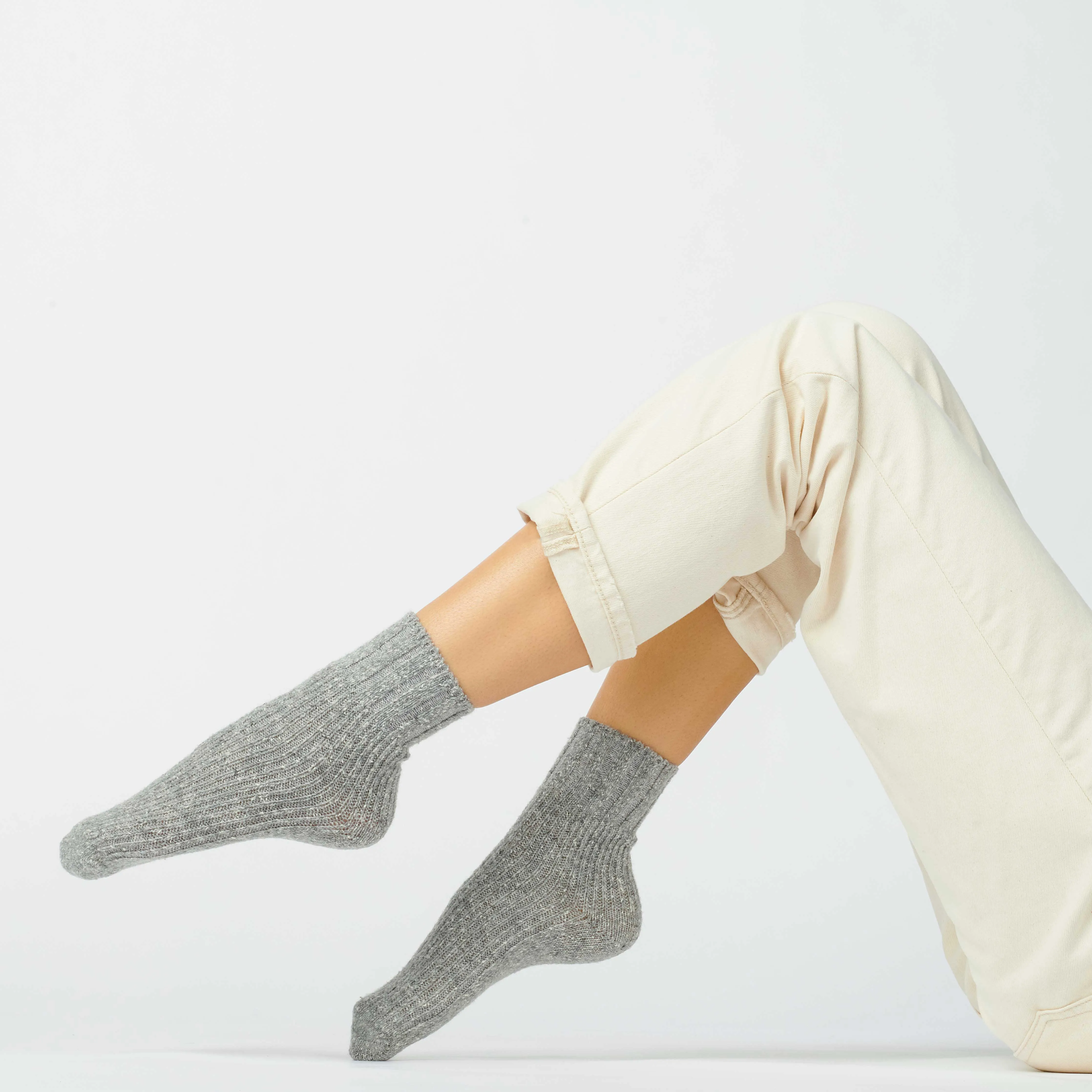 Light Grey Wool Jumper Socks | Small (Women's 4 - 10)