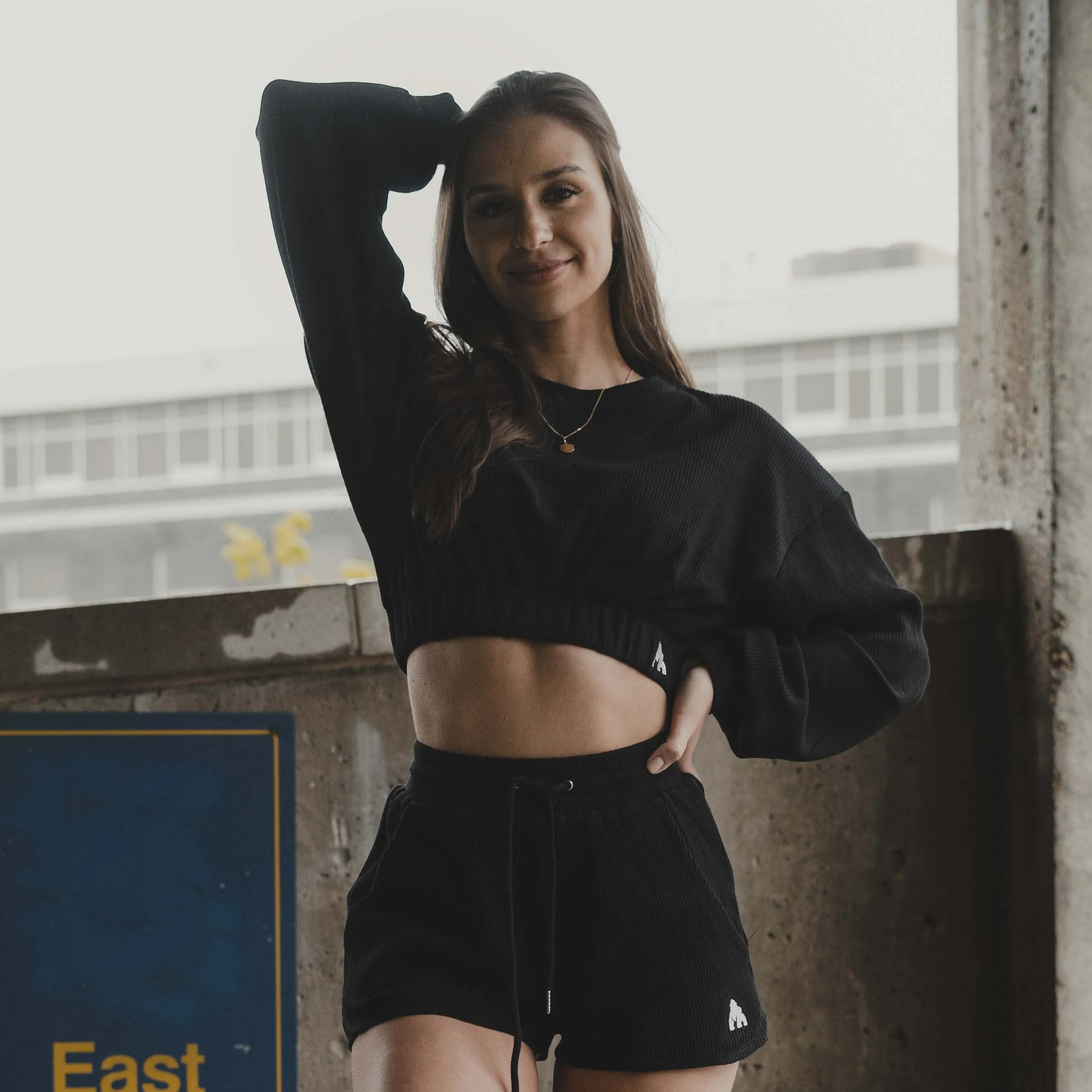 Lightweight Cropped Crewneck - Black (Women's)