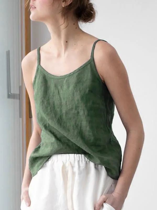Linen Belle™ | Women's Spaghetti Strap Top | Lightweight Linen Blend, Breathable Fabric & Relaxed Fit