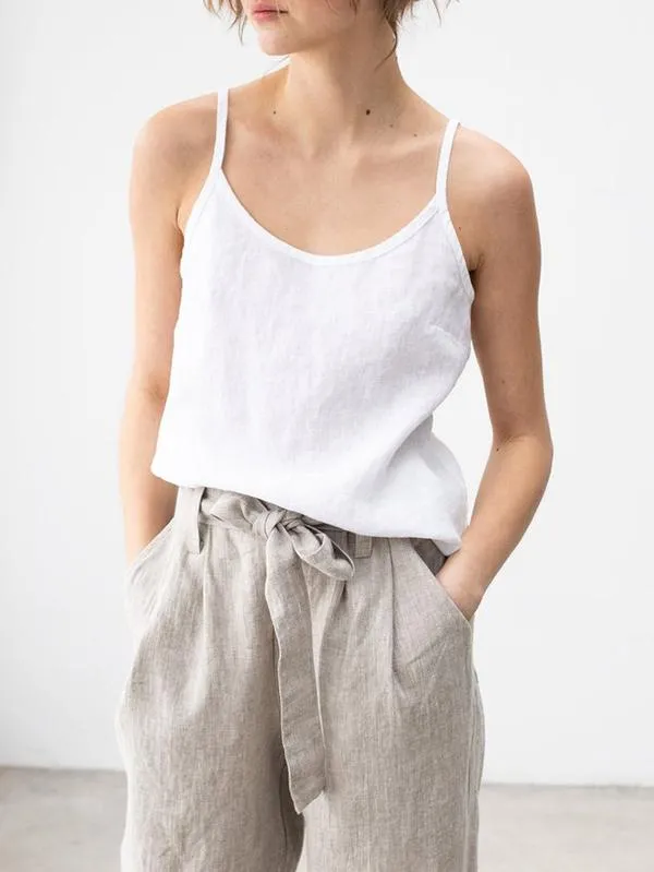 Linen Belle™ | Women's Spaghetti Strap Top | Lightweight Linen Blend, Breathable Fabric & Relaxed Fit