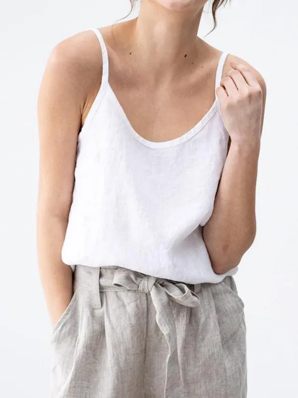 Linen Belle™ | Women's Spaghetti Strap Top | Lightweight Linen Blend, Breathable Fabric & Relaxed Fit