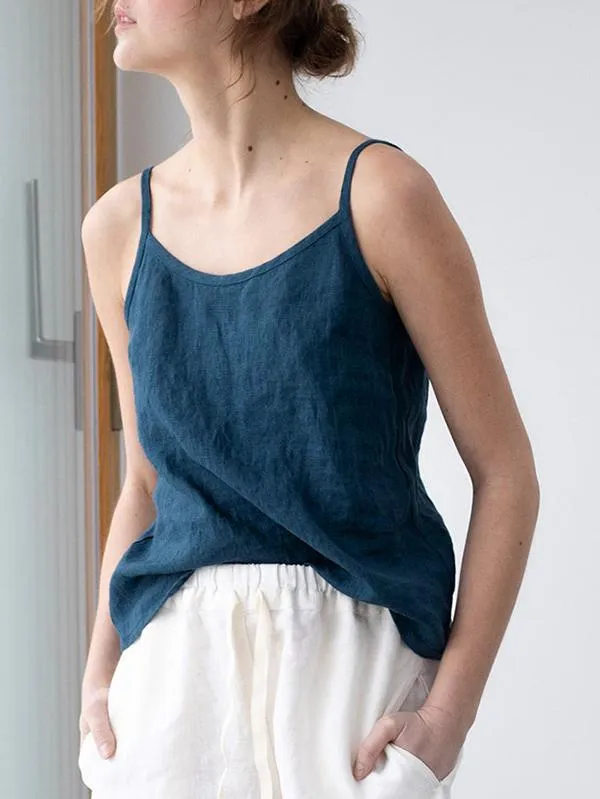 Linen Belle™ | Women's Spaghetti Strap Top | Lightweight Linen Blend, Breathable Fabric & Relaxed Fit