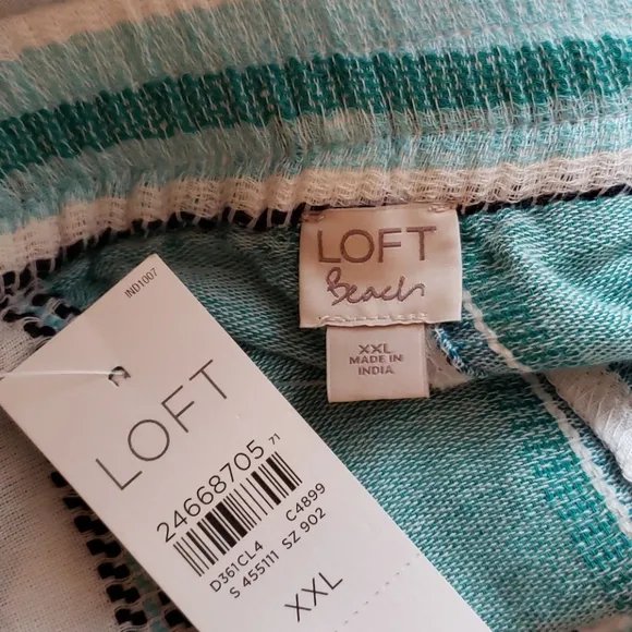 LOFT Beach Striped Frayed Drawstring Short XXL NEW