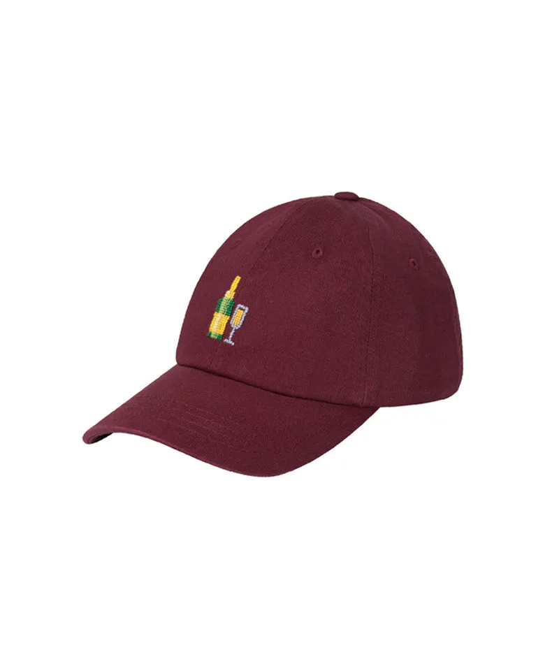 LOLONG Golf Champagne Needlepoint Hat - Burgundy