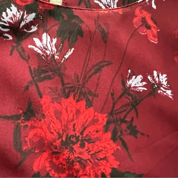 Lucky Brand Red Floral Ruffle Sleeves Lined Dress Women's size 3X
