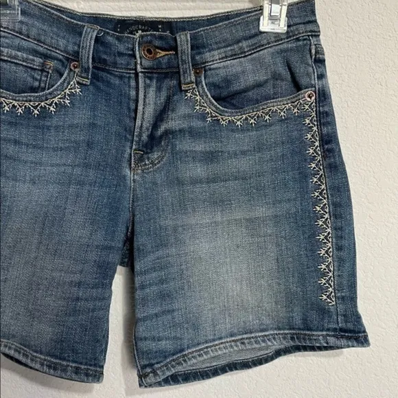 Lucky Brand Womens The Roll Up Jean Shorts Embroidered Comfort Stretch Denim W26