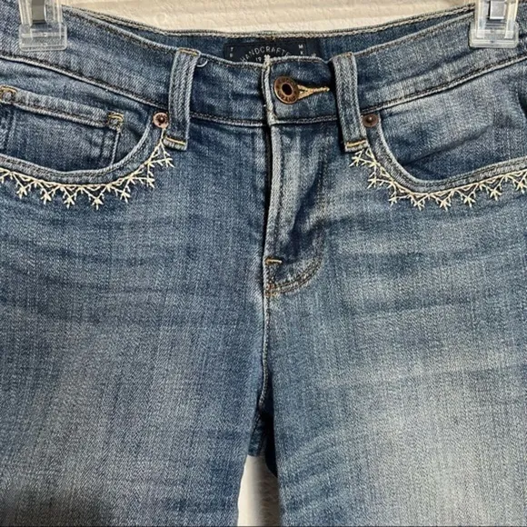 Lucky Brand Womens The Roll Up Jean Shorts Embroidered Comfort Stretch Denim W26