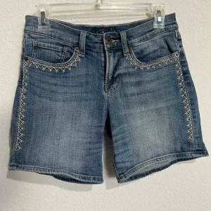 Lucky Brand Womens The Roll Up Jean Shorts Embroidered Comfort Stretch Denim W26