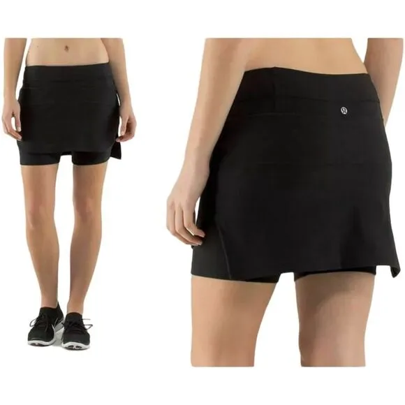 Lululemon Women's Black Second Chance Skort Size 8 Short Built in Shorts