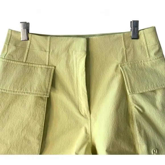 LULULEMON Yellow Relaxed-Fit Super-High-Rise 4&quot; Women's Cargo Shorts Size 10