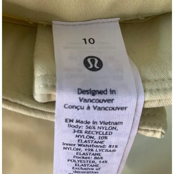 LULULEMON Yellow Relaxed-Fit Super-High-Rise 4&quot; Women's Cargo Shorts Size 10