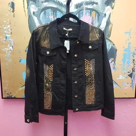 Luxe Moda Women's Studded Denim Jacket New w/Tag