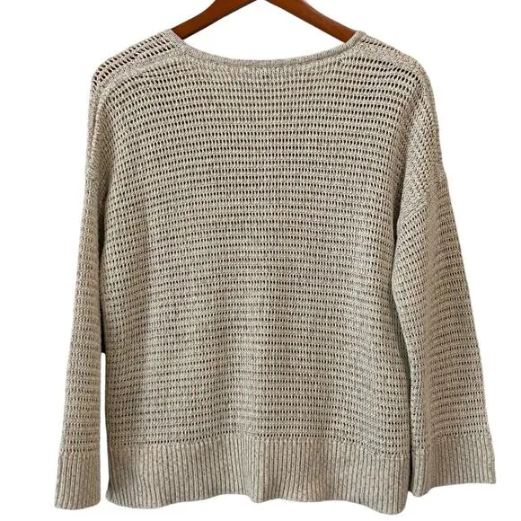 Madewell Speckled Open Knit Sweater Small Wide Sleeve Cottage Slouchy Oversized
