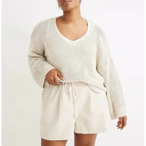 Madewell Speckled Open Knit Sweater Small Wide Sleeve Cottage Slouchy Oversized