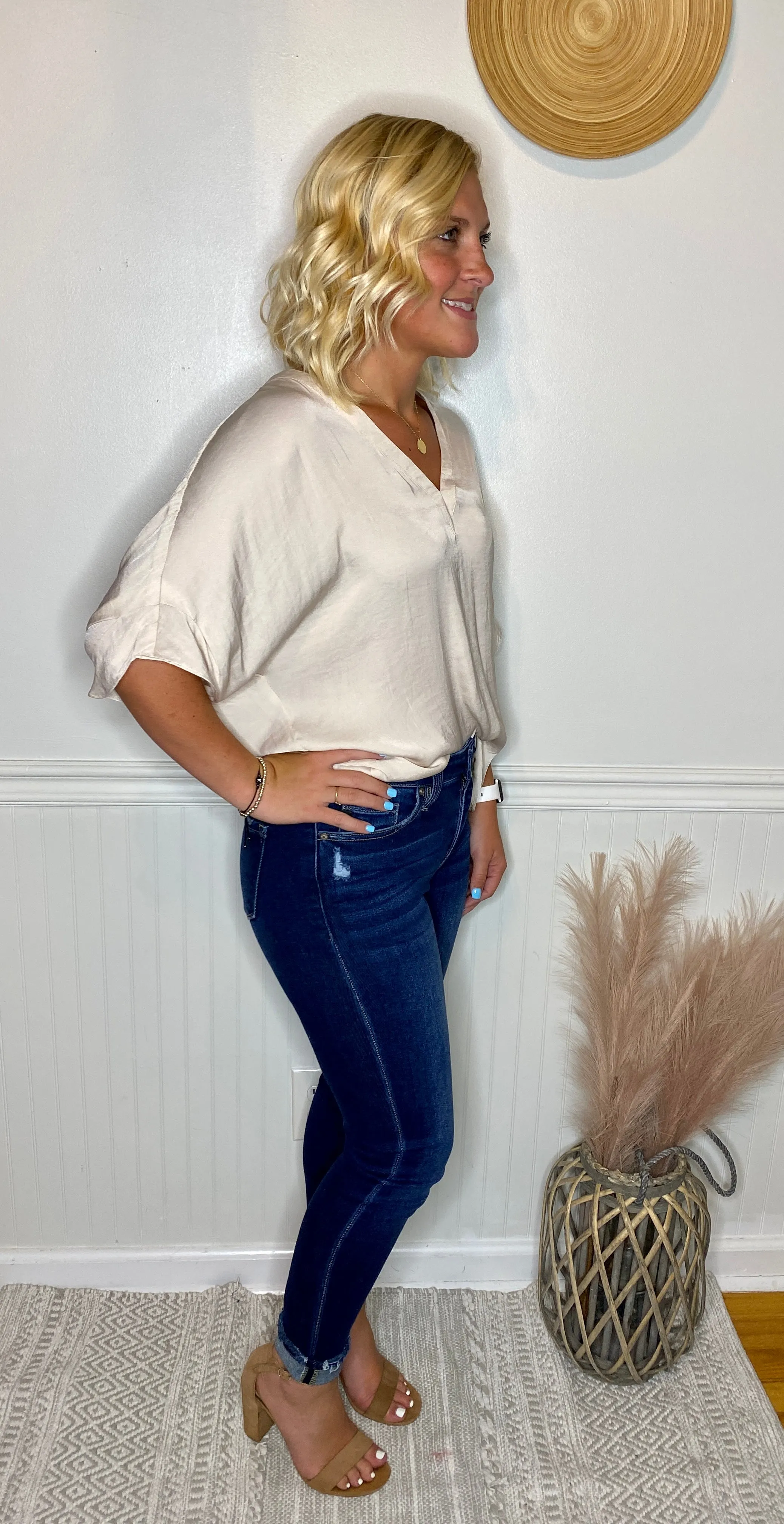 Making Moves V Neck Top