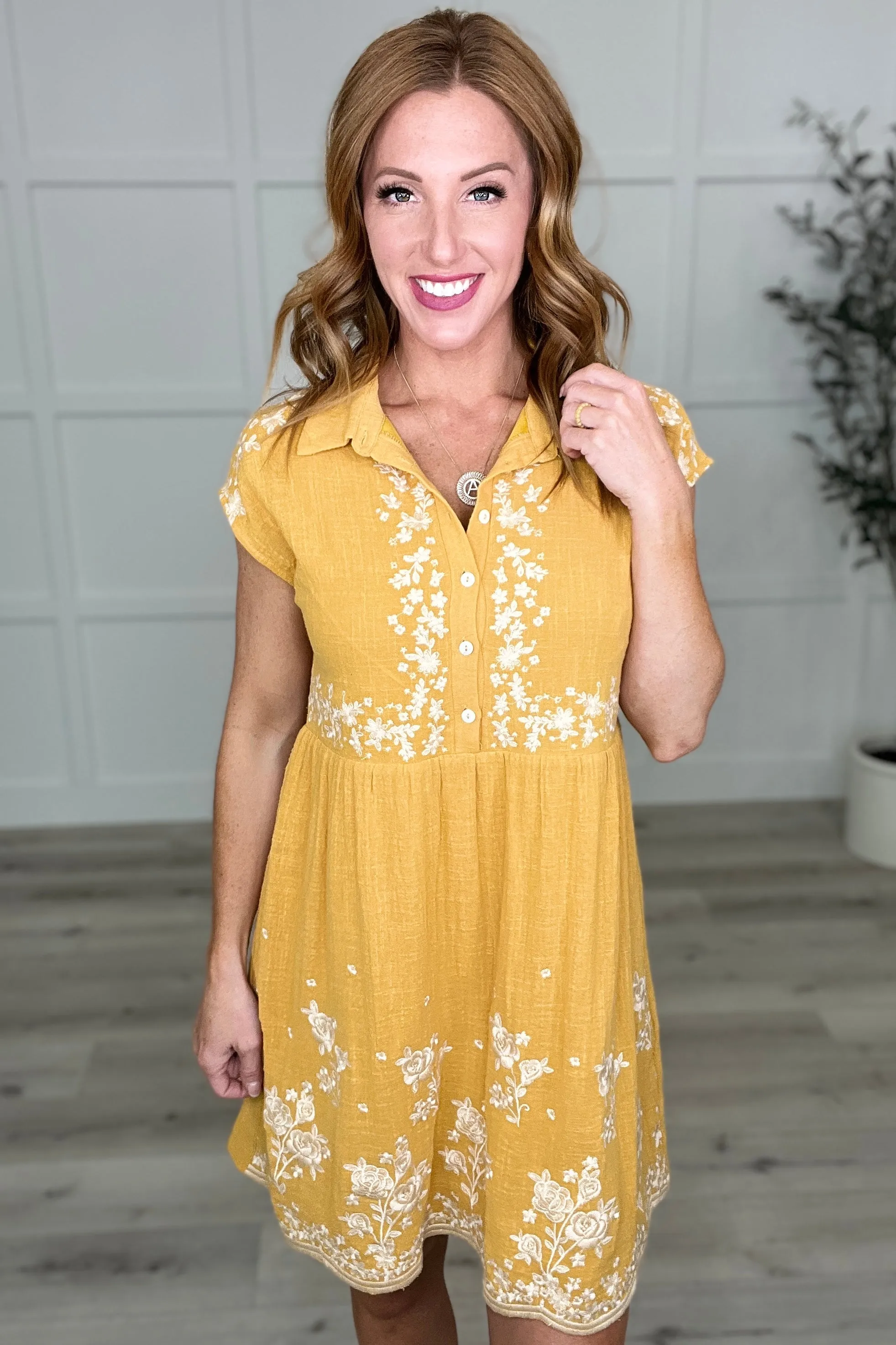 Marigold Embroidered Dress