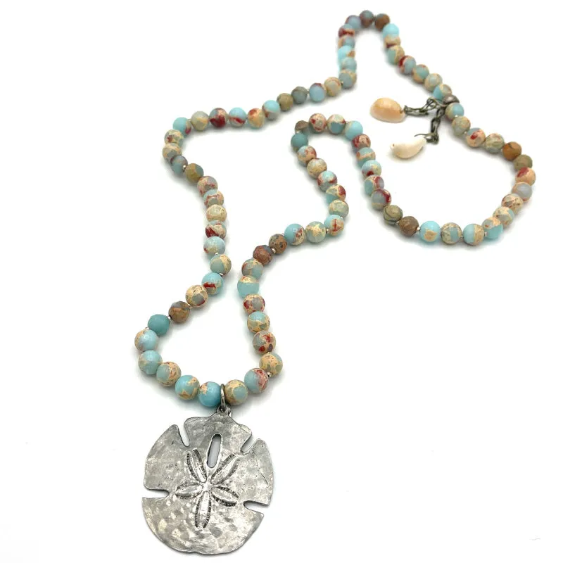 Metzke Pewter Sand Dollar Pendant Necklace