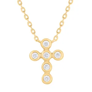 Mini Diamond Bezel Cross Necklace