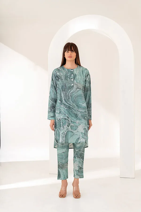 Mint Marble Printed Cotton Co-ord Set