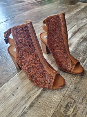 Monika Hand Tooled Leather Heels