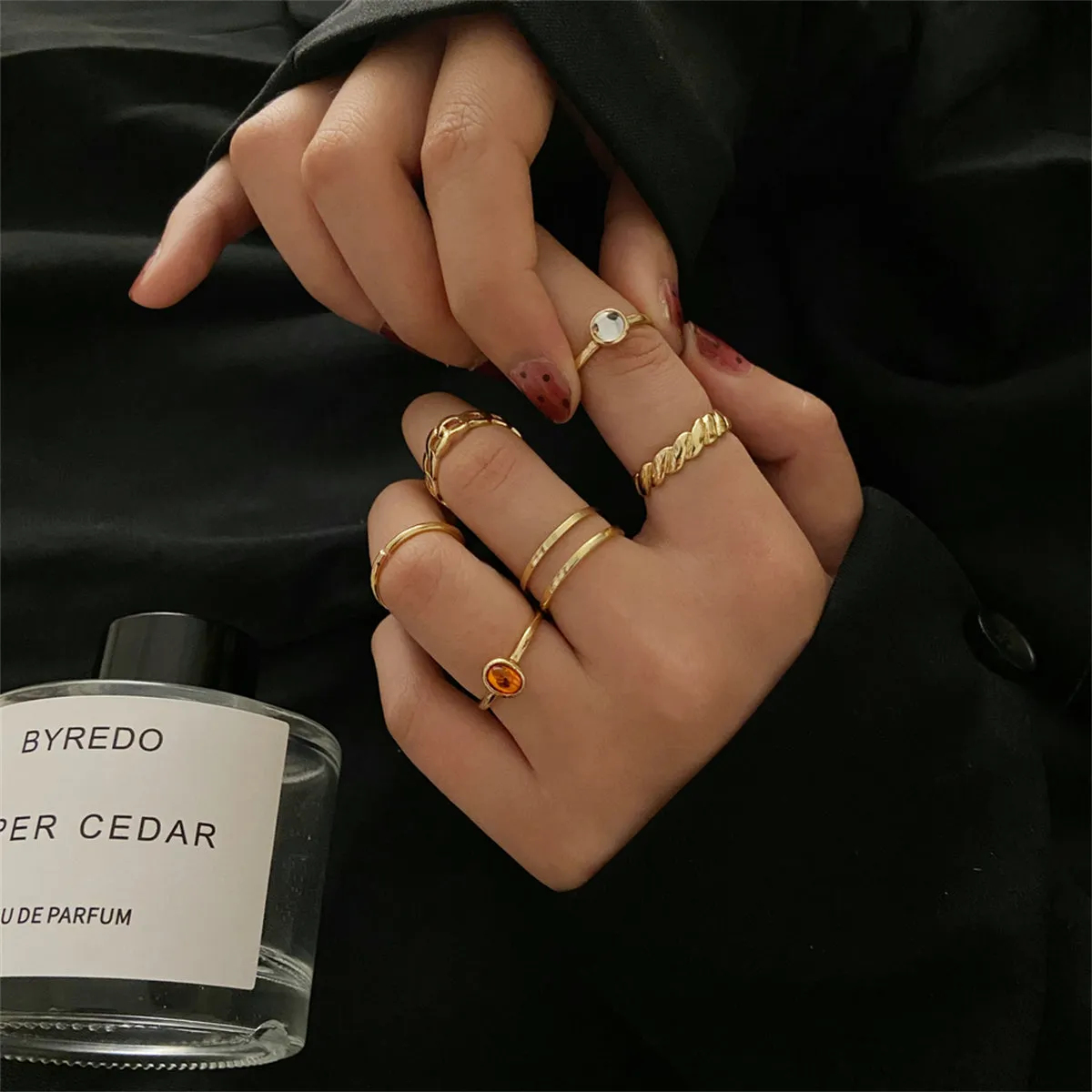 Moonstone & 18K Gold-Plated Open Ring Set