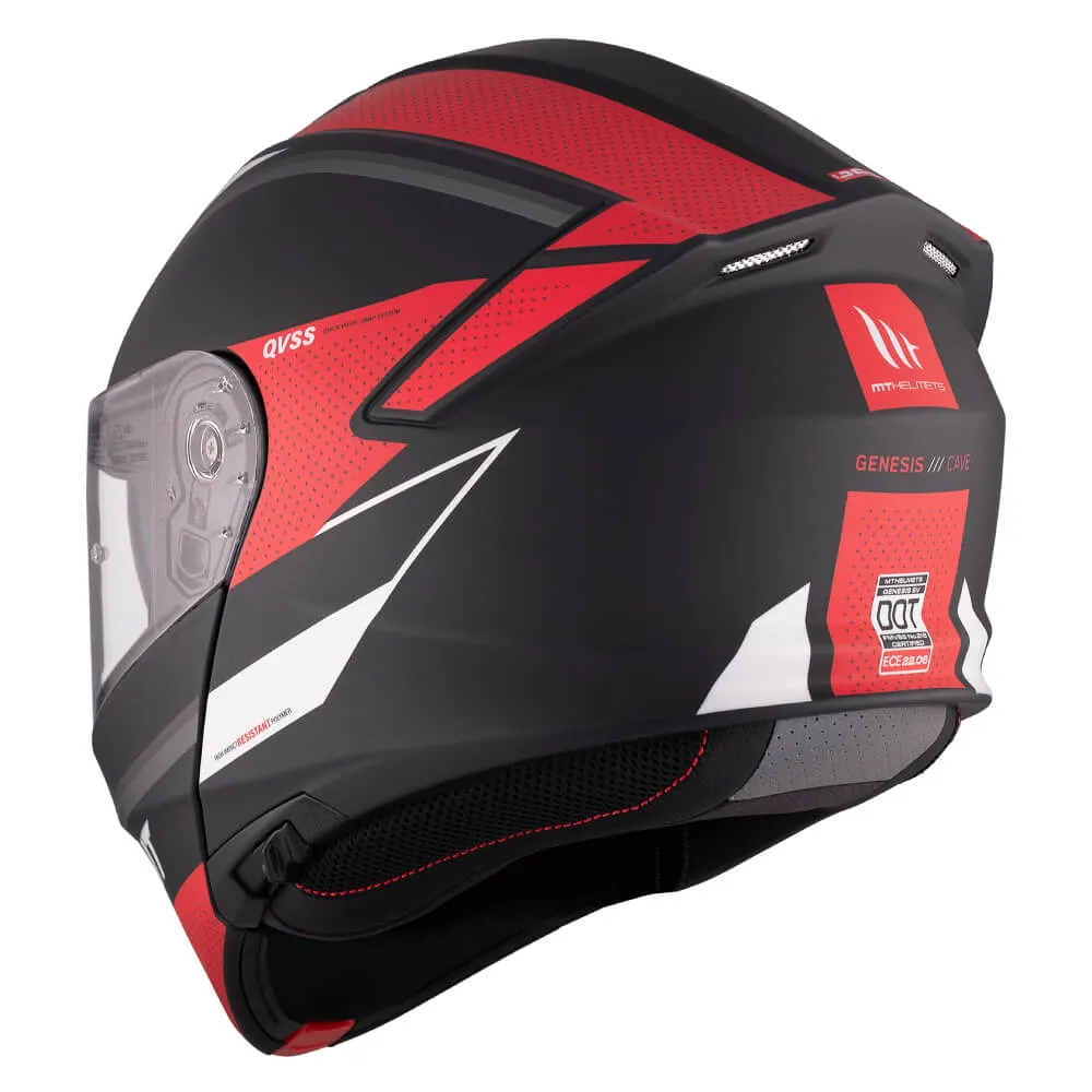 MT Genesis SV Helmet Cave A5 Matt Black / Red