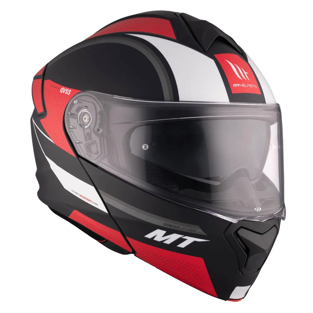 MT Genesis SV Helmet Cave A5 Matt Black / Red