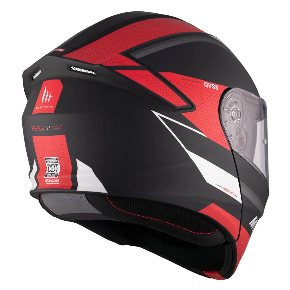 MT Genesis SV Helmet Cave A5 Matt Black / Red