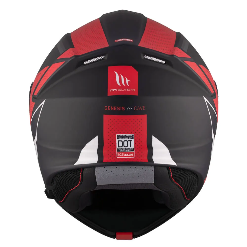 MT Genesis SV Helmet Cave A5 Matt Black / Red